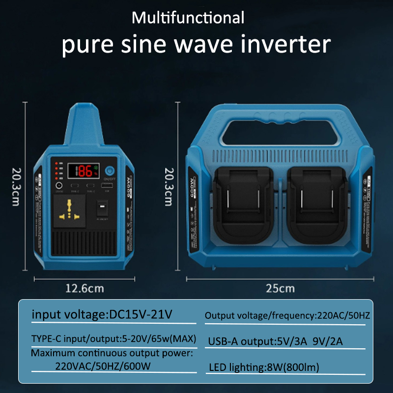 Outdoor Usb Power Adapter - Inverter con Batteria al Litio 600W,