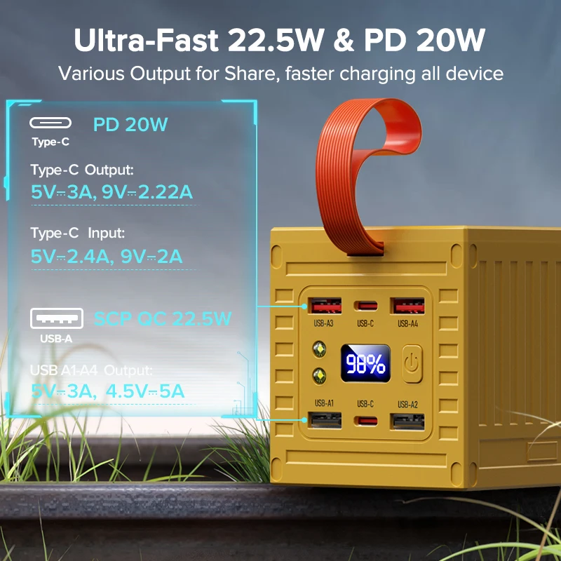 QOOVI 60000mAh Power Bank 22.5 - Outdoor Power Adapter Usb C recensione e prezzo